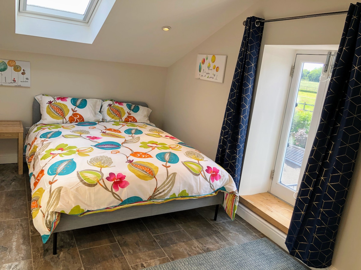 房间宽敞明亮，天花板倾斜。（四处走动不受限制）。