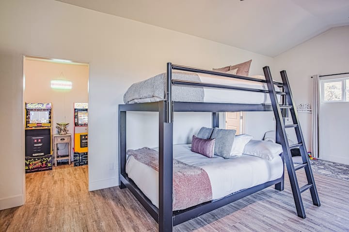 2 adult bunk beds (queen mattress for each) perfect for adult or kids