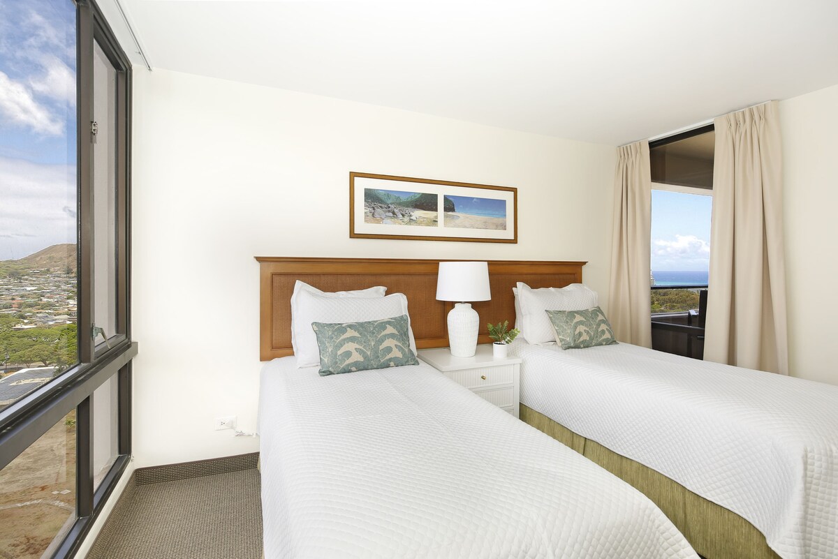 Spavaća soba za goste s pogledom na ocean i Diamond Head