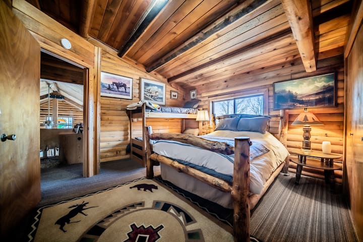 The second bedroom has a queen plus a bunk bed.