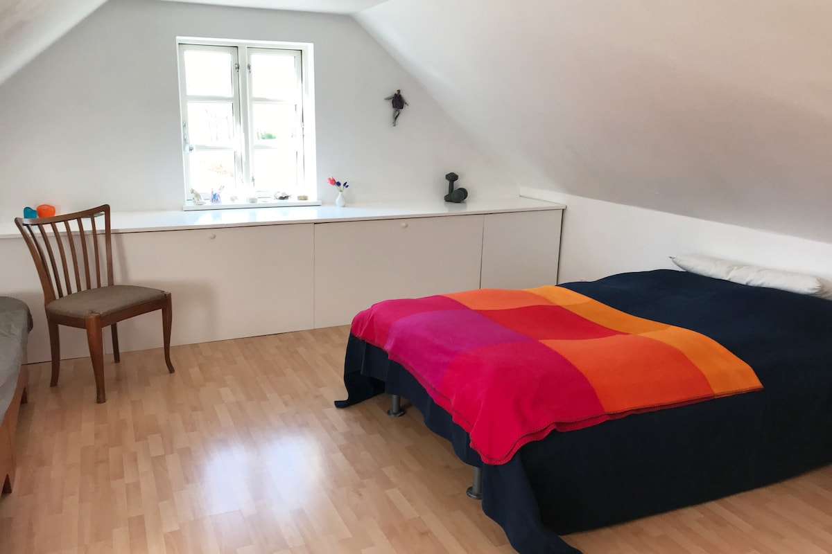 "Chumba cha Magharibi", kitanda cha futoni cha 160x200 na godoro la roller. Pia kuna matofali ya kifahari ya Theramax nyuma ya-massage katika chumba ambacho unakaribishwa kutumia - kwa hatari yako, pamoja na nafasi ya kitanda cha watoto wowote.