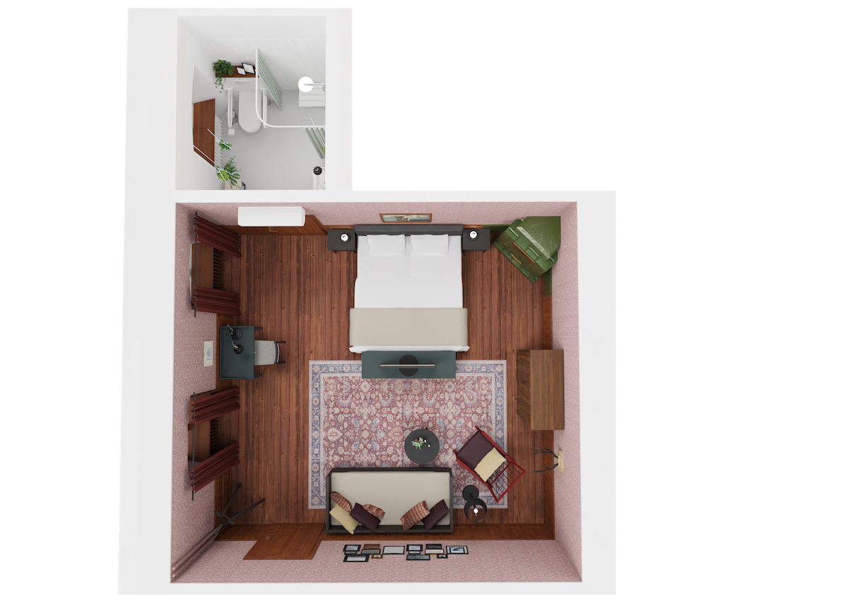 Стая 1 - без бариери на приземния етаж с вана за хора с увреждания. 