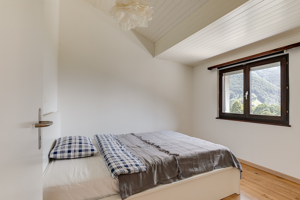 从床上可以看到Valle Morobbia。1号卧室