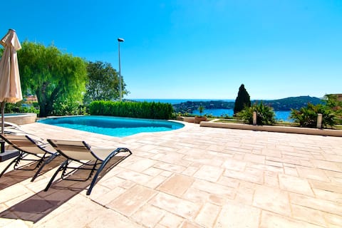 Beautiful villa with pool and harbor view.