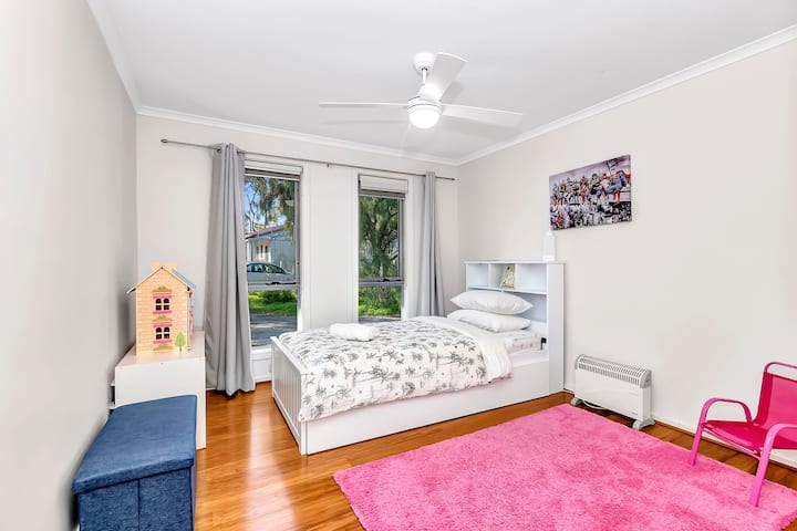 The third bedroom is custom made for kids and comes with a single bed and pull-out trundle.