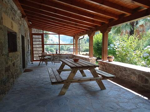 Spacious and comfortable stone house with porch and garden