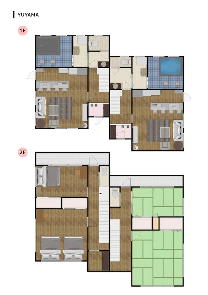 Yuyama2(large, Tatami, Private Bath, Bbq,parking) - 유후인초 가와카미