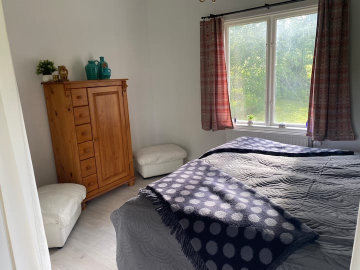 ダブルベッド付きの寝室