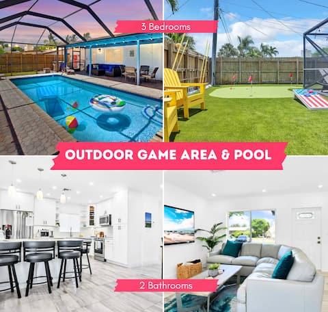 Luxe 3-Bedroom Vacation Home|Pool|Blocks to Beach
