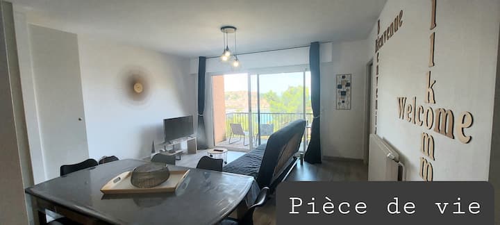 Beau T2, Vue Baie, Terrasse, Parking Et Piscine - Collioure