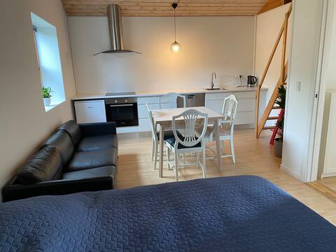 Separate guesthouse with kitchen, loft, and playground