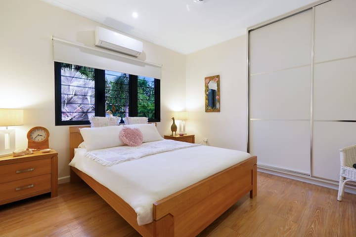 The sumptuous second bedroom upstairs comes with plenty of wardrobe space for your belongings.
