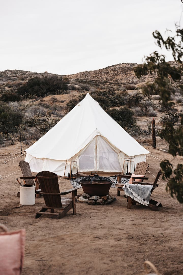 Comfy and stylish stay in a Bell tent. Campsites for Rent in Aguanga, California, United