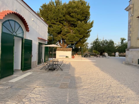 ancient farmhouse in the countryside surrounded by olive trees and vines