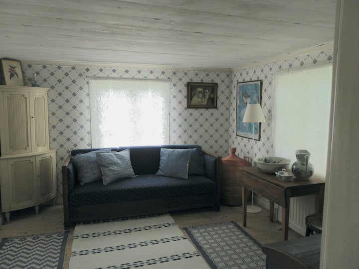 Blåa rummet med bäddbar soffa modell äldre