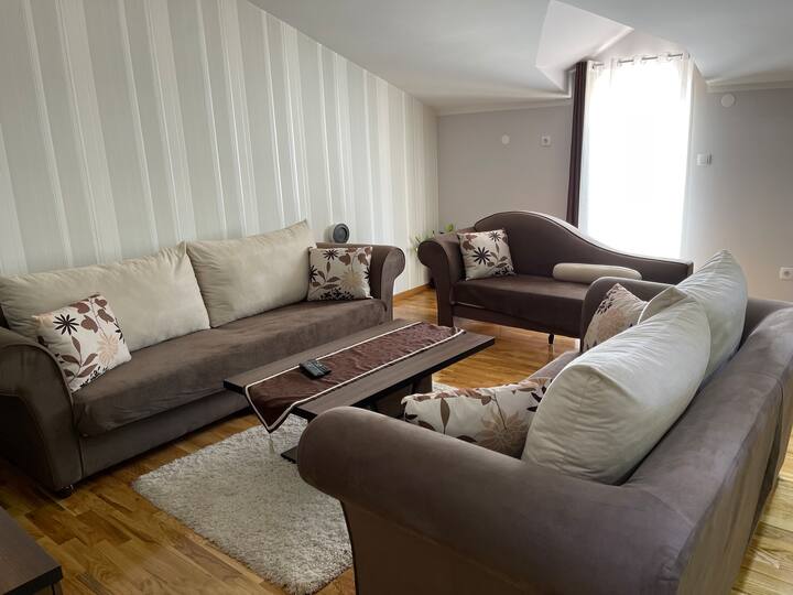 Sala de estar en el departamento.