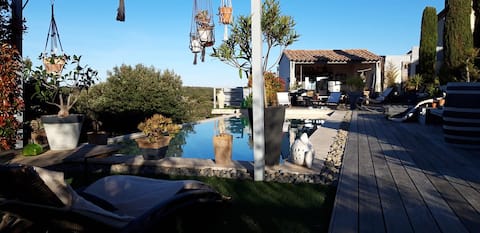 Room with breakfast and pool in luxury villa