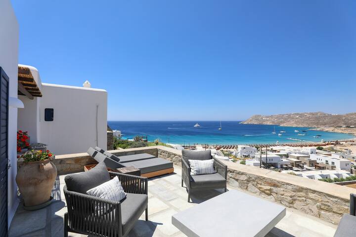 Villa Bayview on Elia beach, Mykonos