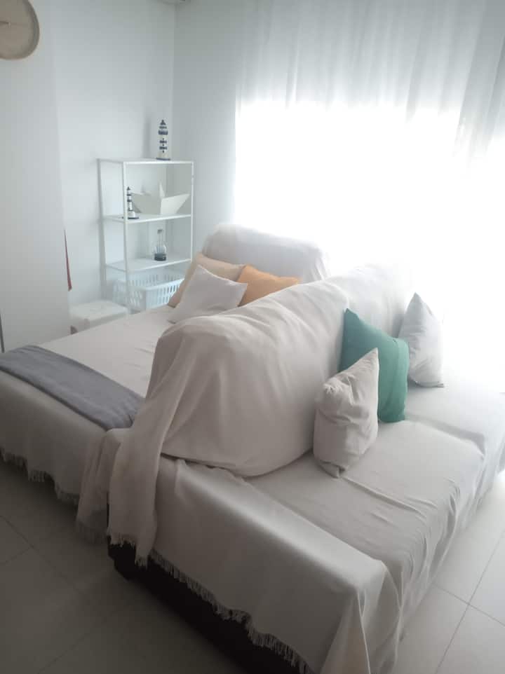 There are two sofas, one is sofa bed.

2 Sofas, one is sofa bed. NOTE: We have now a larger more confortable sofa bed!