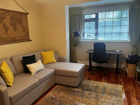 Spacious, City centre location with free parking.