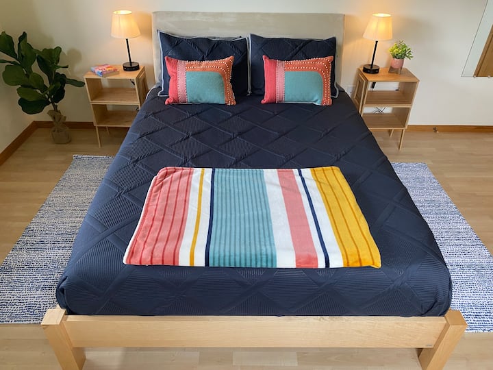 Comfy queen bed with memory foam mattress provides the perfect landing pad when the day's adventures are finally done. 