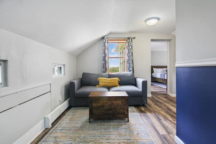 Second floor bonus area provides another living area with a queen-sized sleeper sofa.