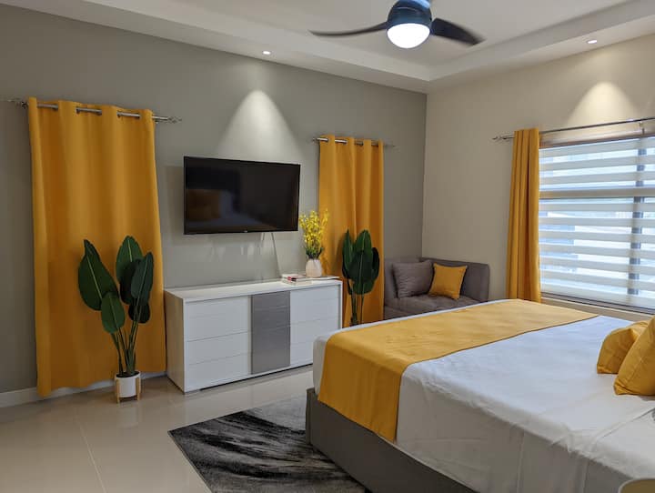 Watch your favorite streaming services on our 50" 4K TV. 

Disney Plus and Netflix included or cast video from your phone