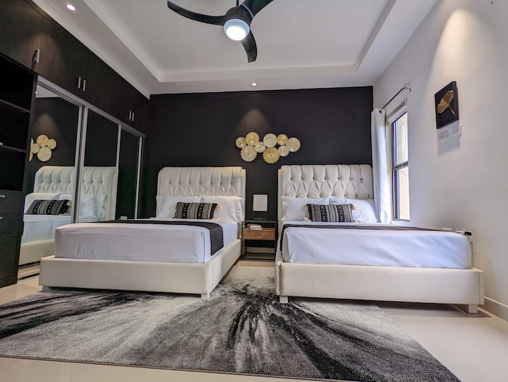 Our double beds can sleep two people each comfortably.