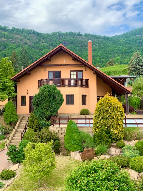 Holiday home with heated pool and fireplace