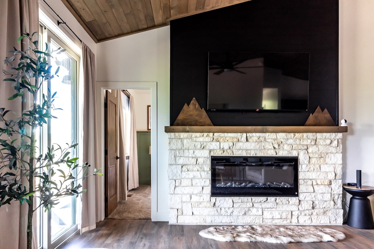 Electric fireplace for the colder seasons. 