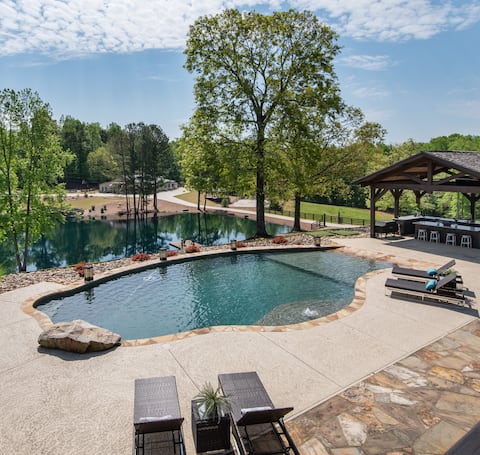 Luxury estate with farm vibes & a waterfront view.