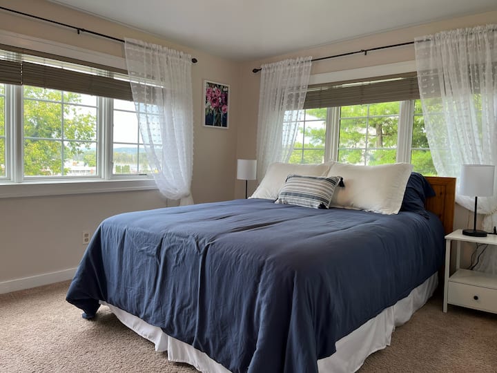 Second Bedroom with queen bed, large closet, and Roku Smart TV.