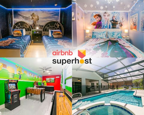 No Airbnb fees!Themed Home Pool/Spa/Gameroom 21811