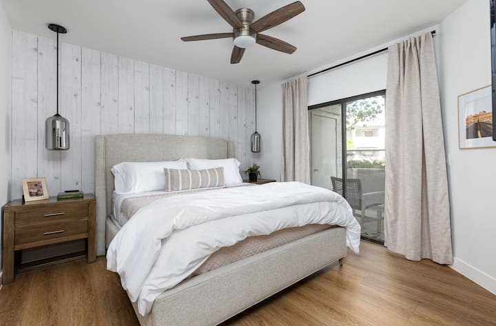 Master bedroom with Cal King bed and premium linens