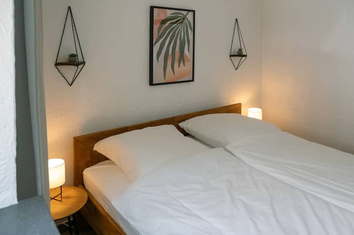 Bedroom on the ground floor with feather-soft double bed.