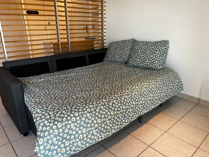 เตียงโซฟาเปิดประทุนสำหรับ 2 คน (140x200 ซม.) มีชุดเตียง 2 ชุด