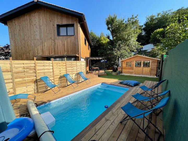 Maison En Bois Avec Piscine, Forêt Et Tram à 1 Min - Bordéus