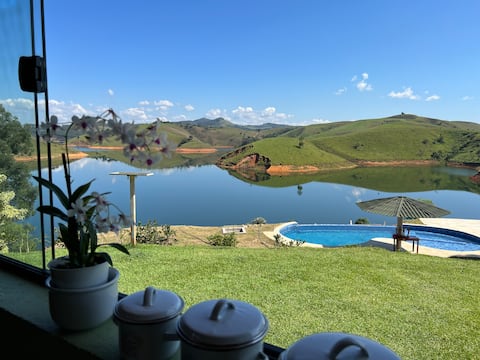Casa de campo vista linda para represa