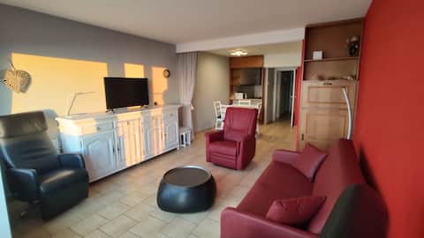 Top performing Airbnb: Very spacious cozy studio with frontal sea view in Blankenberge