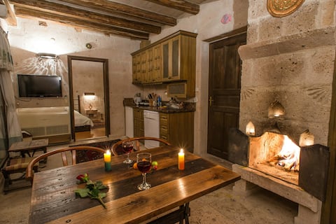 Stone House with Private Terrace, Fireplace and Balloon View