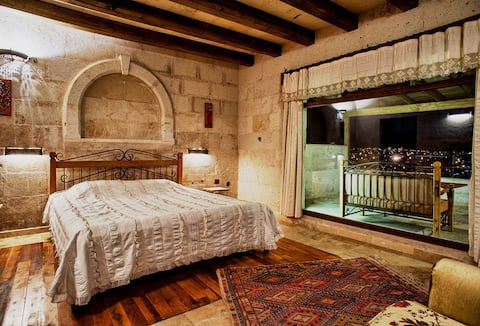 Stone House with Private Terrace, Fireplace and Balloon View