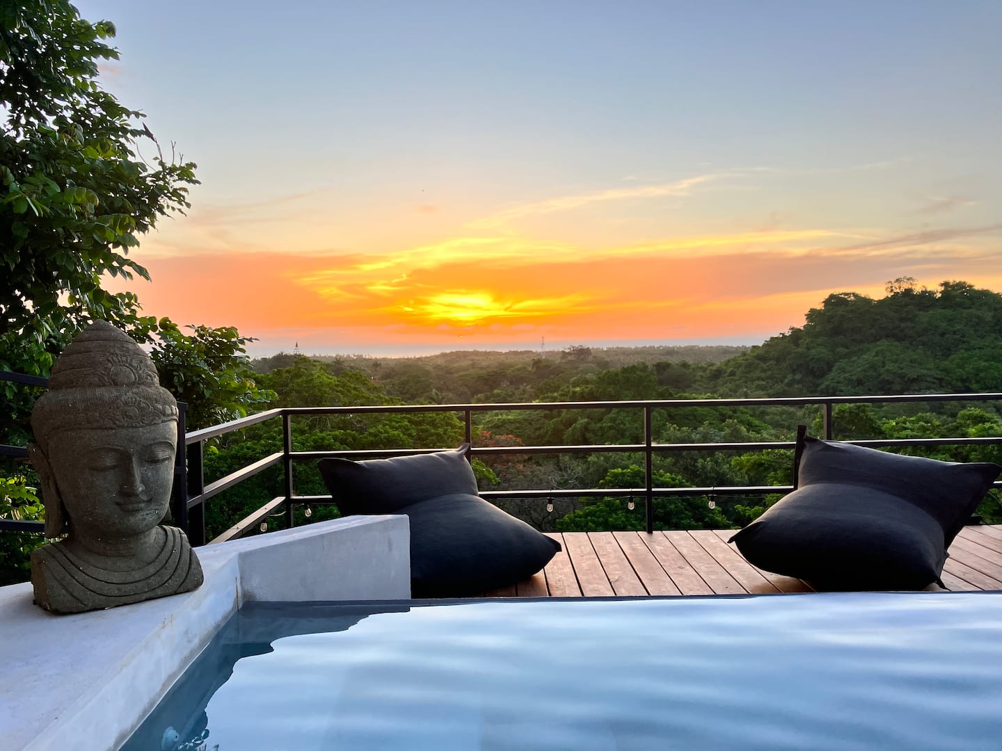 Sunset view from El Castillo Sunset overlooking Las Terrenas from the retreat villa