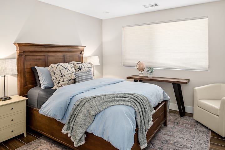 2nd bedroom with a queen bed. Bedroom is just down the hall and has views of the front yard.