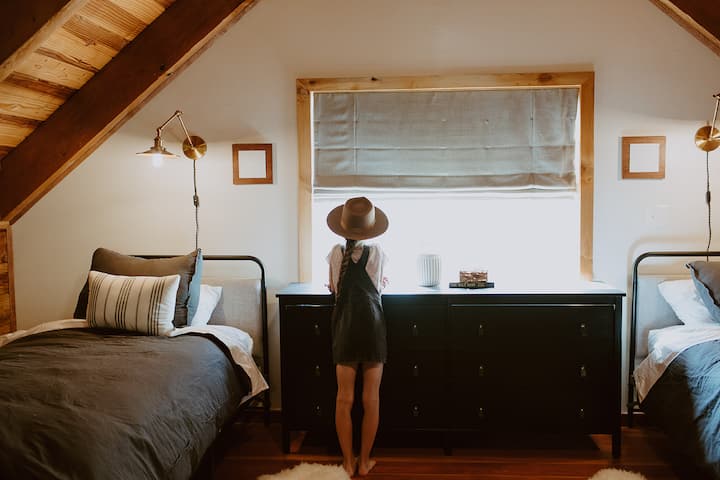 Our loft features two twin XL beds with ample clothing storage.