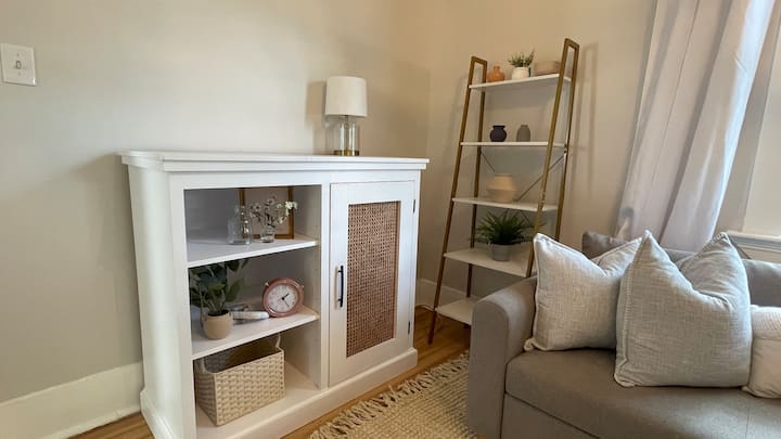 Decor in the living room.  Complete with a wine cooler.