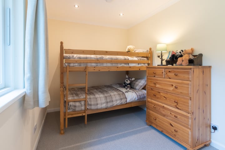 Our 'children's' room the bunk beds are full size single beds, so big enough for your teenagers to sleep in.  