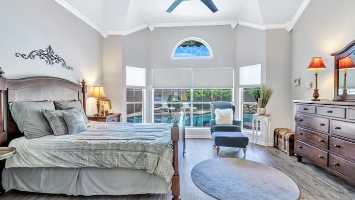 master bedroom view of pool