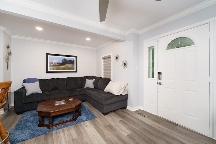 queen sofa sleeper with TV in area