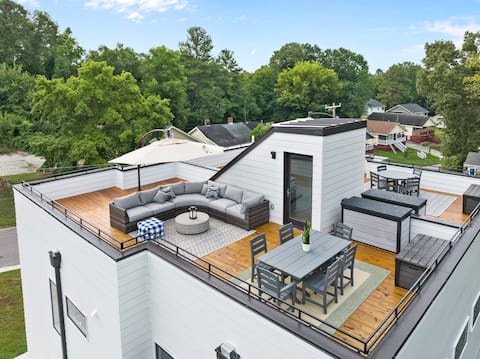 *Rooftop Patio Oasis*House Near DT, Duke, RTP