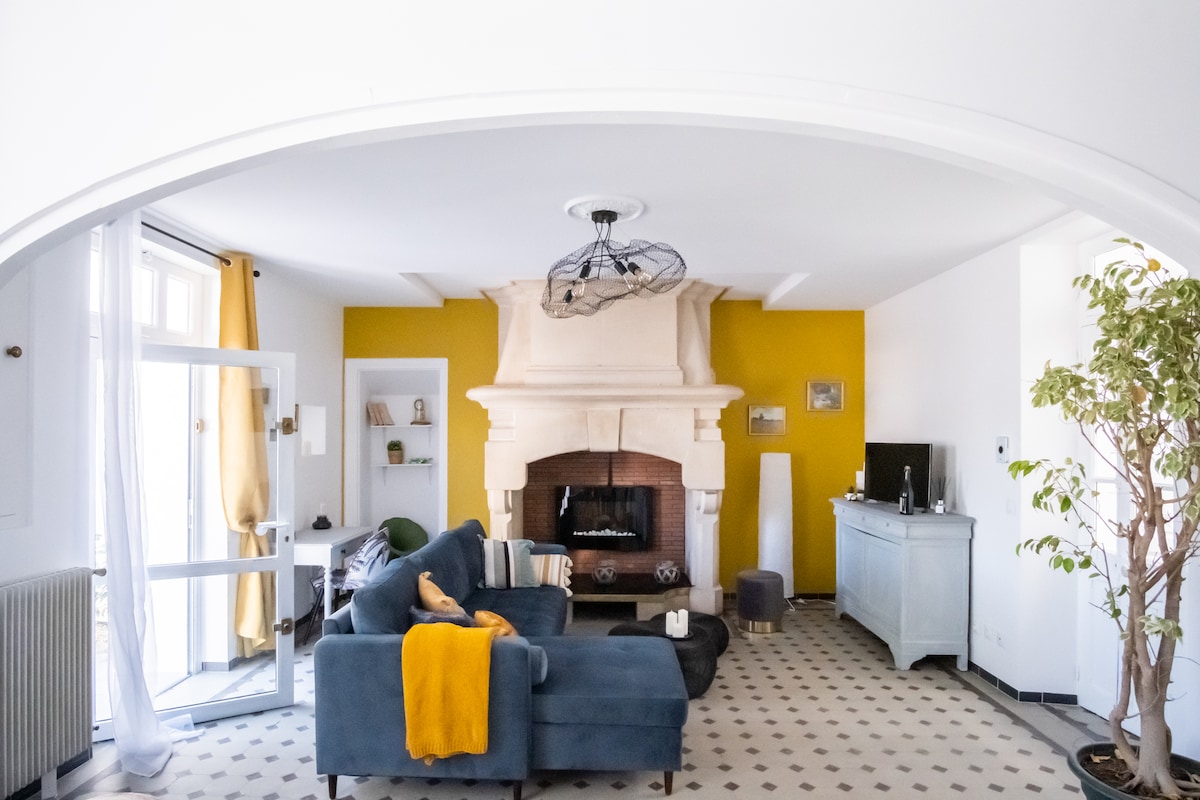 the living room with its through light